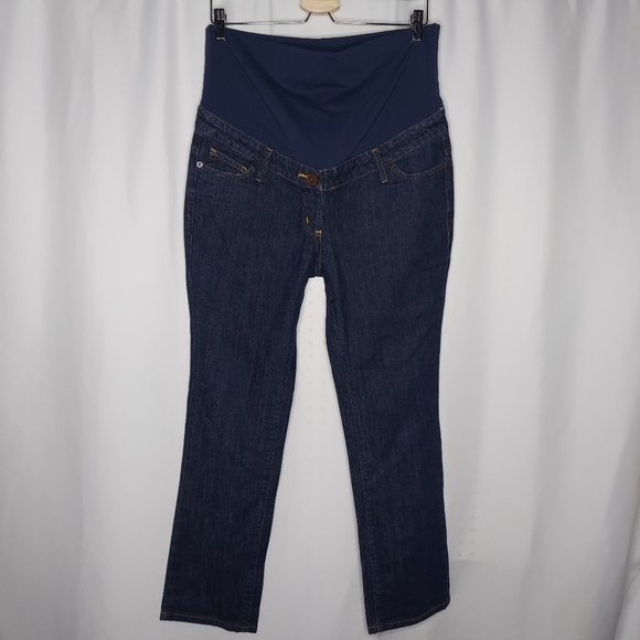Boden Maternity Jeans 10 Stretch Denim Short Panel Straight Adjustable Waist - Picture 1 of 6